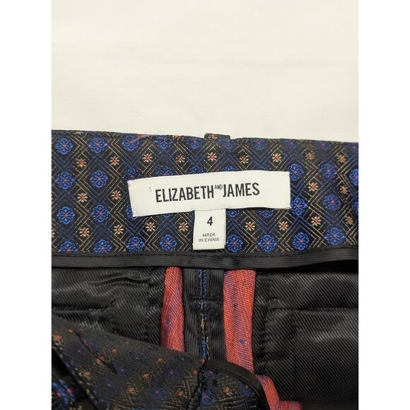 ELIZABETH AND JAMES Womens Jacquard Dion Slim Cropped Pants Blue & Red sz 4 - Picture 3 of 10
